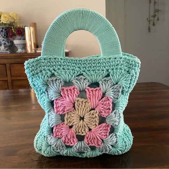 art class Other - Art Class Green and Pink Granny Crochet Clutch